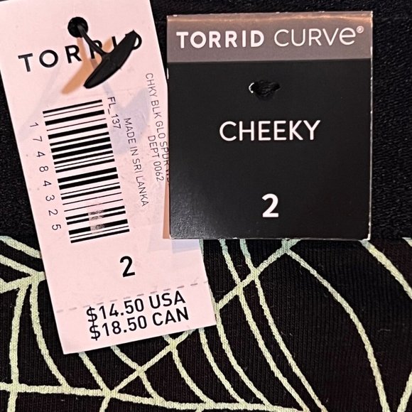 NWT TORRID Cheeky Pantie Sz 2X Black Green Spider Webs - Picture 4 of 4